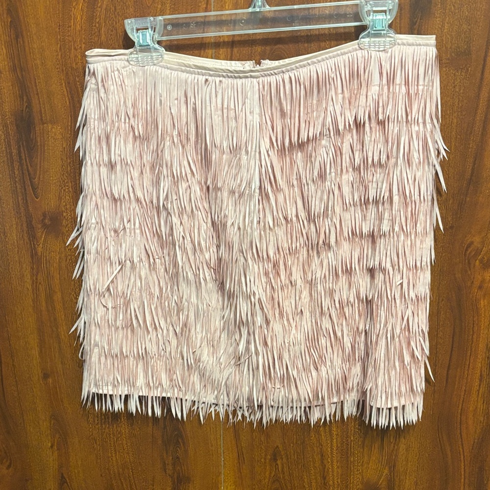 Fringe Mini Skirt - Light Pink